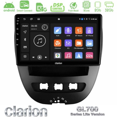 Clarion GL700 Lite Series 8Core Android ClarionOS 2+32GB Toyota Aygo/Citroen C1/Peugeot 107 Navigation Multimedia Tablet 10" Με 