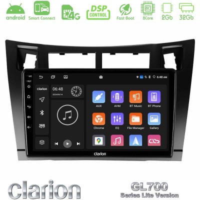 Clarion GL700 Lite Series 8Core Android ClarionOS 2+32GB Toyota Yaris Navigation Multimedia Tablet 9" (Μαύρο Χρώμα) Με Carplay &