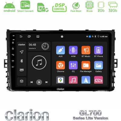 Clarion GL700 Lite Series 8Core Android ClarionOS 2+32GB VW MQB 2017- Navigation Multimedia Tablet 9" Με Carplay & Android Auto