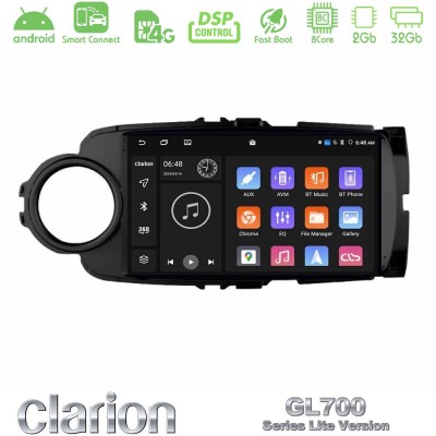Clarion GL700 Lite Series 8Core Android ClarionOS 2+32GB Toyota Yaris Navigation Multimedia Tablet 9" (Μαύρο Χρώμα) Με Carplay &