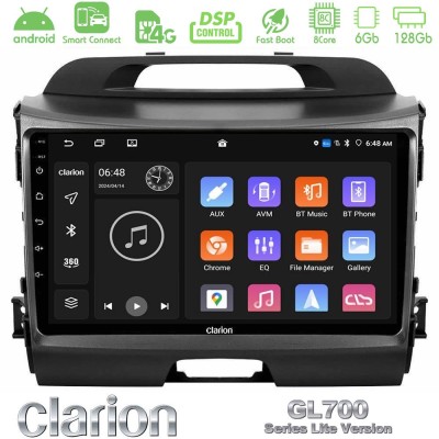 Clarion GL700 Lite Series 8Core Android ClarionOS 6+128GB Kia Sportage Navigation Multimedia Tablet 9" Με Carplay & Android Auto