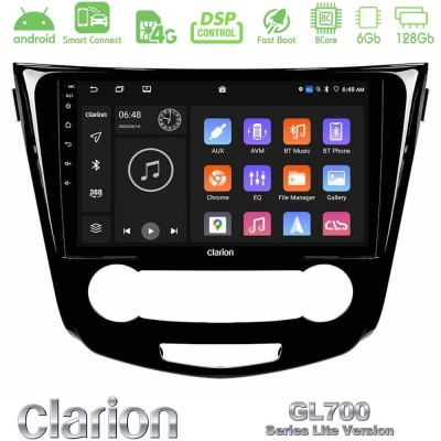 Clarion GL700 Lite Series 8Core Android ClarionOS 6+128GB Nissan Qashqai J11 (Manual A/C) Navigation Multimedia Tablet 10" Με Ca