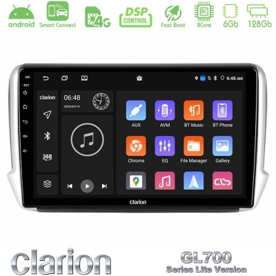 Clarion GL700 Lite Series 8Core Android ClarionOS 6+128GB Peugeot 208/2008 Navigation Multimedia Tablet 10" Με Carplay & Android