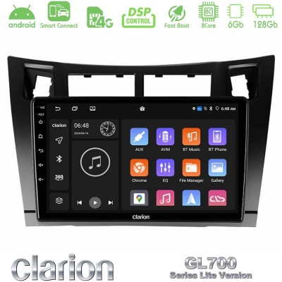 Clarion GL700 Lite Series 8Core Android ClarionOS 6+128GB Toyota Yaris Navigation Multimedia Tablet 9" (Μαύρο Χρώμα) Με Carplay 