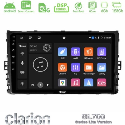 Clarion GL700 Lite Series 8Core Android ClarionOS 6+128GB VW MQB 2017- Navigation Multimedia Tablet 9" Με Carplay & Android Auto