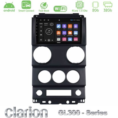 Clarion GL300 Series 4Core Android ClarionOS 2+32GB Jeep Wrangler 2008-2010 Navigation Multimedia Tablet 9" Με Carplay & Android