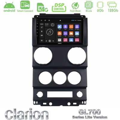 Clarion GL700 Lite Series 8Core Android ClarionOS 6+128GB Jeep Wrangler 2008-2010 Navigation Multimedia Tablet 9" Με Carplay & A