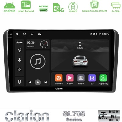 Clarion GL700 Series 8Core Android ClarionOS 4+64GB Audi A3 8P Navigation Multimedia Tablet 9" Με Carplay & Android Auto