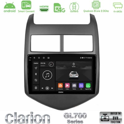 Clarion GL700 Series 8Core Android ClarionOS 4+64GB Chevrolet Aveo 2011-2017 Navigation Multimedia Tablet 9" Με Carplay & Androi