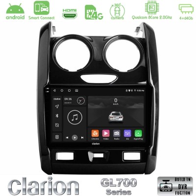 Clarion GL700 Series 8Core Android ClarionOS 4+64GB Dacia Duster 2014-2018 Navigation Multimedia Tablet 9" Με Carplay & Android 