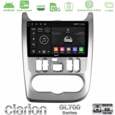 Clarion GL700 Series 8Core Android ClarionOS 4+64GB Dacia Duster/Sandero/Logan Navigation Multimedia Tablet 9" Με Carplay & Andr