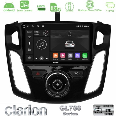 Clarion GL700 Series 8Core Android ClarionOS 4+64GB Ford Focus 2012-2018 Navigation Multimedia Tablet 9" Με Carplay & Android Au