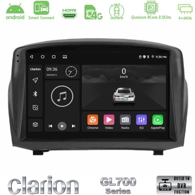 Clarion GL700 Series 8Core Android ClarionOS 4+64GB Ford Fiesta 2008-2016 Navigation Multimedia Tablet 9" (Oem Style) Με Carplay