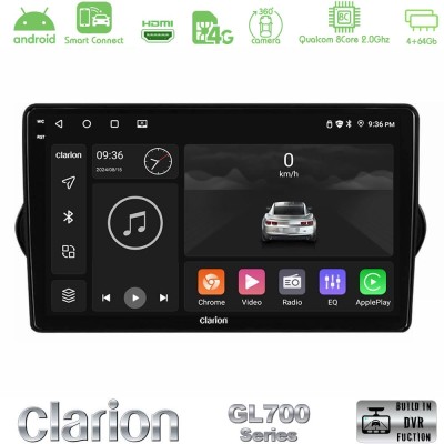 Clarion GL700 Series 8Core Android ClarionOS 4+64GB Fiat Tipo 2015-2022 Navigation Multimedia Tablet 9" Με Carplay & Android Aut