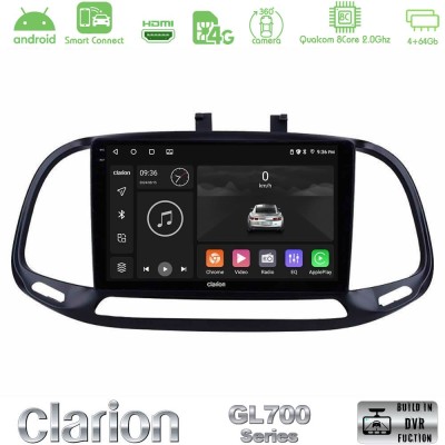 Clarion GL700 Series 8Core Android ClarionOS 4+64GB Fiat Doblo 2015-2022 Navigation Multimedia Tablet 9" Με Carplay & Android Au