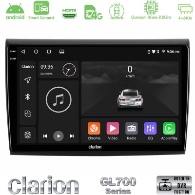 Clarion GL700 Series 8Core Android ClarionOS 4+64GB Fiat Bravo Navigation Multimedia Tablet 9" Με Carplay & Android Auto