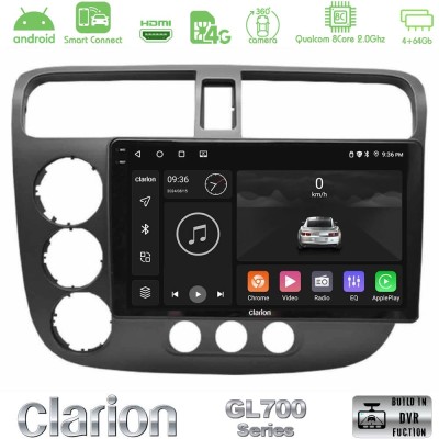 Clarion GL700 Series 8Core Android ClarionOS 4+64GB Honda Civic 2001-2005 Navigation Multimedia Tablet 9" Με Carplay & Android A