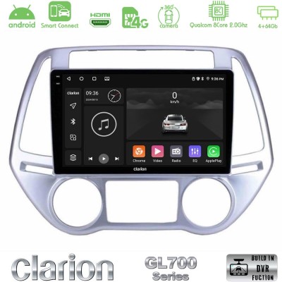Clarion GL700 Series 8Core Android ClarionOS 4+64GB Hyundai i20 2012-2014 Navigation Multimedia Tablet 9" Με Carplay & Android A