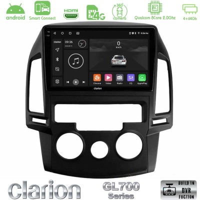 Clarion GL700 Series 8Core Android ClarionOS 4+64GB Hyundai i30 2007-2012 Manual A/C Navigation Multimedia Tablet 9" Με Carplay 