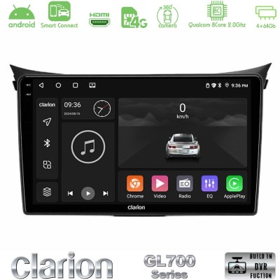Clarion GL700 Series 8Core Android ClarionOS 4+64GB Hyundai i30 2012-2017 Navigation Multimedia Tablet 9" Με Carplay & Android A