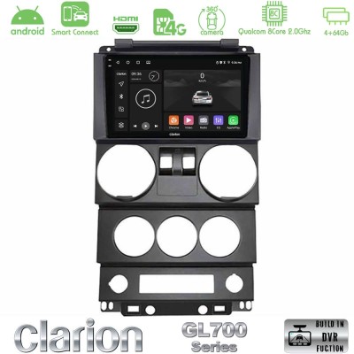 Clarion GL700 Series 8Core Android ClarionOS 4+64GB Jeep Wrangler 2Door 2008-2010 Navigation Multimedia Tablet 9" Με Carplay & A