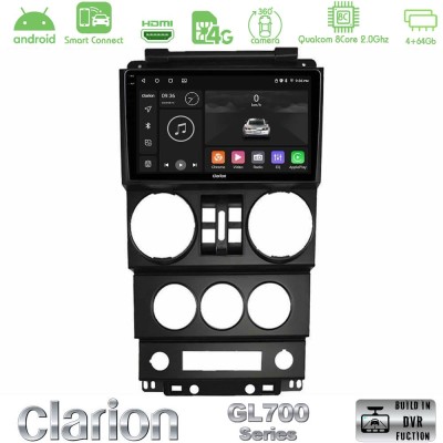 Clarion GL700 Series 8Core Android ClarionOS 4+64GB Jeep Wrangler 2008-2010 Navigation Multimedia Tablet 9" Με Carplay & Android