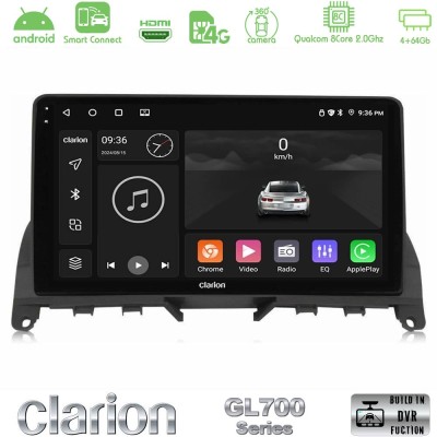 Clarion GL700 Series 8Core Android ClarionOS 4+64GB Mercedes C Class W204 Navigation Multimedia Tablet 9" Με Carplay & Android A