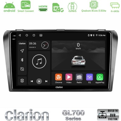 Clarion GL700 Series 8Core Android ClarionOS 4+64GB Mazda 3 2004-2009 Navigation Multimedia Tablet 9" Με Carplay & Android Auto