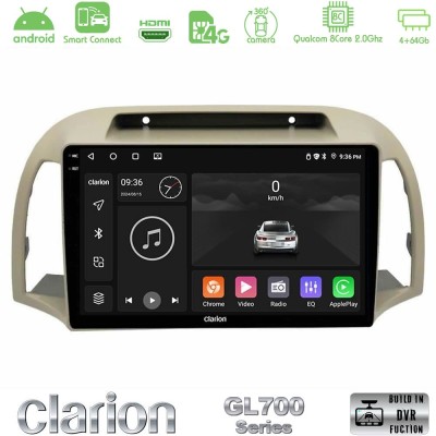 Clarion GL700 Series 8Core Android ClarionOS 4+64GB Nissan Micra K12 2002-2010 Navigation Multimedia Tablet 9" Με Carplay & Andr