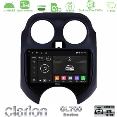 Clarion GL700 Series 8Core Android ClarionOS 4+64GB Nissan Micra 2011-2014 Navigation Multimedia Tablet 9" Με Carplay & Android 