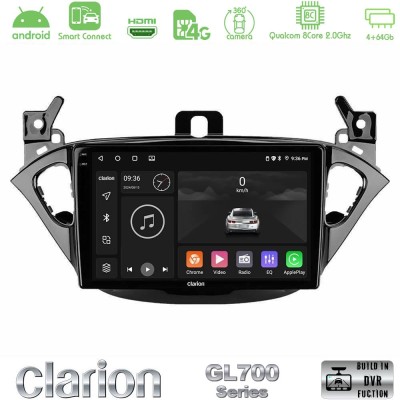Clarion GL700 Series 8Core Android ClarionOS 4+64GB Opel Corsa E/Adam Navigation Multimedia Tablet 9" Με Carplay & Android Auto