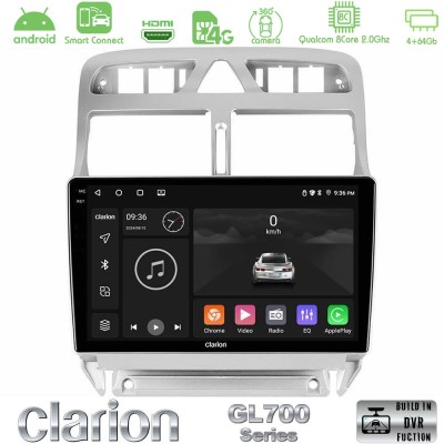 Clarion GL700 Series 8Core Android ClarionOS 4+64GB Peugeot 307 2002-2008 Navigation Multimedia Tablet 9" Με Carplay & Android A