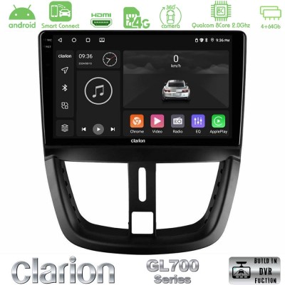 Clarion GL700 Series 8Core Android ClarionOS 4+64GB Peugeot 207 Navigation Multimedia Tablet 9" Με Carplay & Android Auto