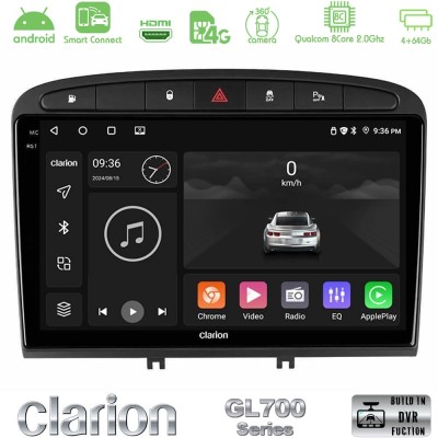 Clarion GL700 Series 8Core Android ClarionOS 4+64GB Peugeot 308/RCZ Navigation Multimedia Tablet 9" Με Carplay & Android Auto