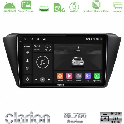 Clarion GL700 Series 8Core Android ClarionOS 4+64GB Skoda Fabia 2015-2021 Navigation Multimedia Tablet 9" Με Carplay & Android A