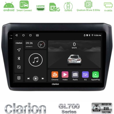 Clarion GL700 Series 8Core Android ClarionOS 4+64GB Suzuki Swift 2017-2023 Navigation Multimedia Tablet 9" Με Carplay & Android 