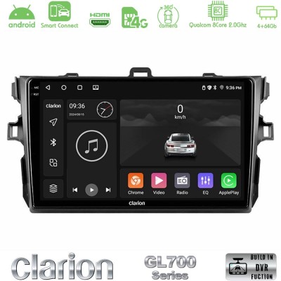 Clarion GL700 Series 8Core Android ClarionOS 4+64GB Toyota Corolla 2007-2012 Navigation Multimedia Tablet 9" Με Carplay & Androi