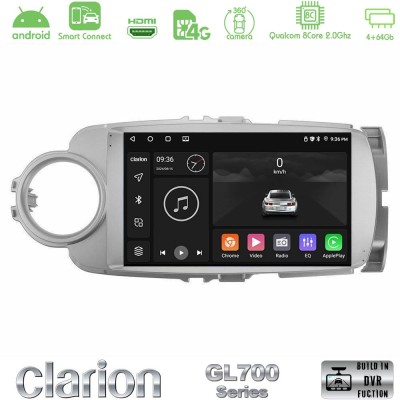 Clarion GL700 Series 8Core Android ClarionOS 4+64GB Toyota Yaris Navigation Multimedia Tablet 9" Με Carplay & Android Auto