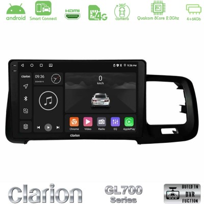Clarion GL700 Series 8Core Android ClarionOS 4+64GB Volvo S60 2010-2018 Navigation Multimedia Tablet 9" Με Carplay & Android Aut