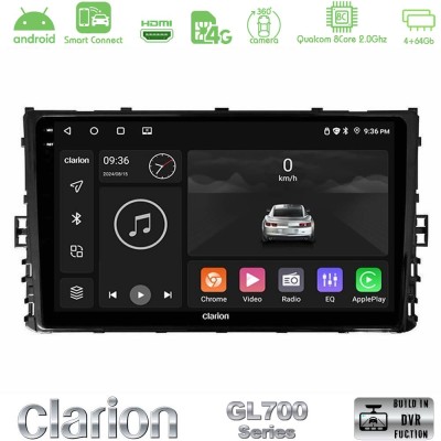 Clarion GL700 Series 8Core Android ClarionOS 4+64GB VW MQB 2017- Navigation Multimedia Tablet 9" Με Carplay & Android Auto