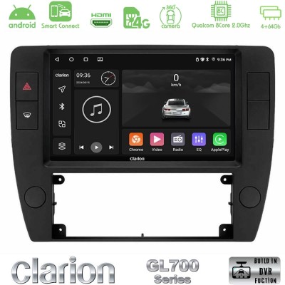 Clarion GL700 Series 8Core Android ClarionOS 4+64GB VW Passat B5 2001-2005 Navigation Multimedia Tablet 9" Με Carplay & Android 