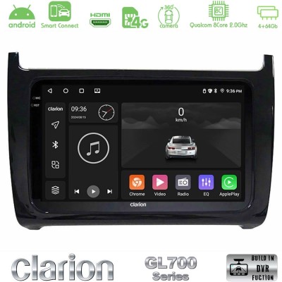 Clarion GL700 Series 8Core Android ClarionOS 4+64GB Vw Polo 2009-2014 Navigation Multimedia Tablet 9" Με Carplay & Android Auto