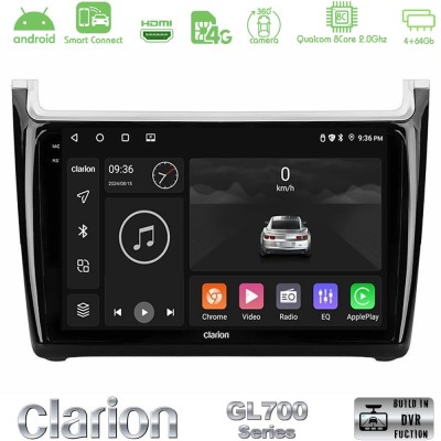 Clarion GL700 Series 8Core Android ClarionOS 4+64GB Vw Polo 2014-2017 Navigation Multimedia Tablet 9" Με Carplay & Android Auto