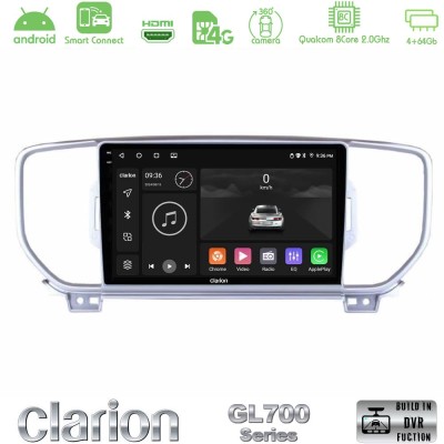 Clarion GL700 Series 8Core Android ClarionOS 4+64GB Kia Sportage 2016-2018 Navigation Multimedia Tablet 9" Με Carplay & Android 