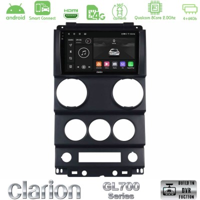 Clarion GL700 Series 8Core Android ClarionOS 4+64GB Jeep Wrangler 2Door 2008-2010 Navigation Multimedia Tablet 9" Με Carplay & A