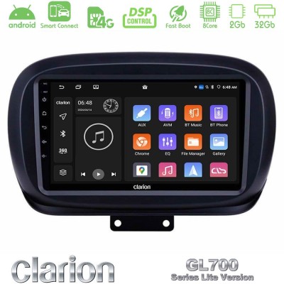 Clarion GL700 Lite Series 8Core Android ClarionOS 2+32GB Fiat 500X Navigation Multimedia Tablet 9" Με Carplay & Android Auto