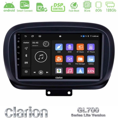 Clarion GL700 Lite Series 8Core Android ClarionOS 6+128GB Fiat 500X Navigation Multimedia Tablet 9" Με Carplay & Android Auto