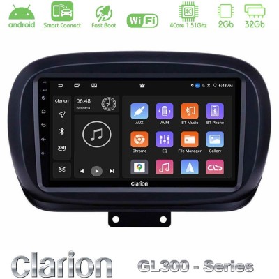 Clarion GL300 Series 4Core Android ClarionOS 2+32GB Fiat 500X Navigation Multimedia Tablet 9" Με Carplay & Android Auto