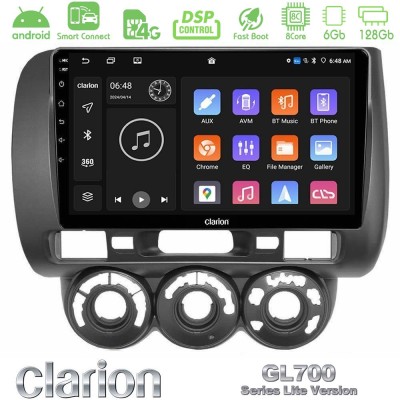 Clarion GL700 Lite Series 8Core Android ClarionOS 6+128GB Honda Jazz 2002-2008 (Manual A/C) Navigation Multimedia Tablet 9" Με C