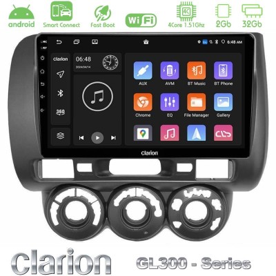 Clarion GL300 Series 4Core Android ClarionOS 2+32GB Honda Jazz 2002-2008 (Manual A/C) Navigation Multimedia Tablet 9" Με Carplay